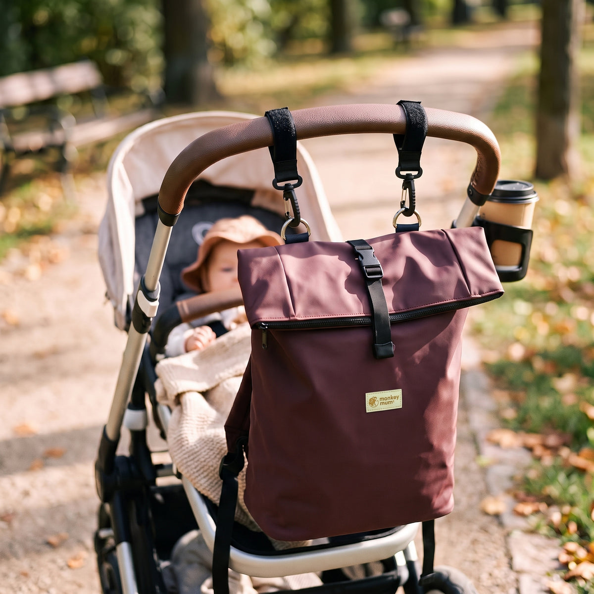 Monkey Mum® Mochila de softshell para carrinho de bebé – Pegada de urso