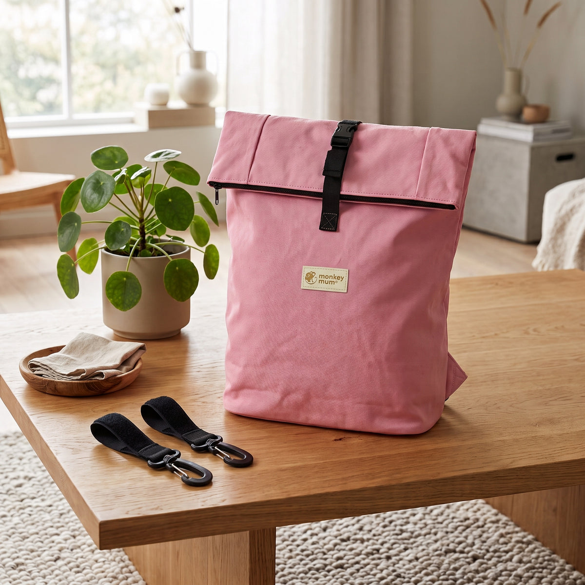 Monkey Mum® Mochila de softshell para carrinho de bebé – Algodão-doce