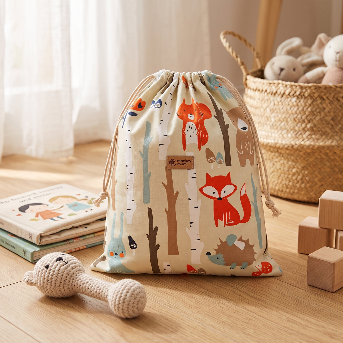 Saco de pano Monkey Mum® - Animais da floresta