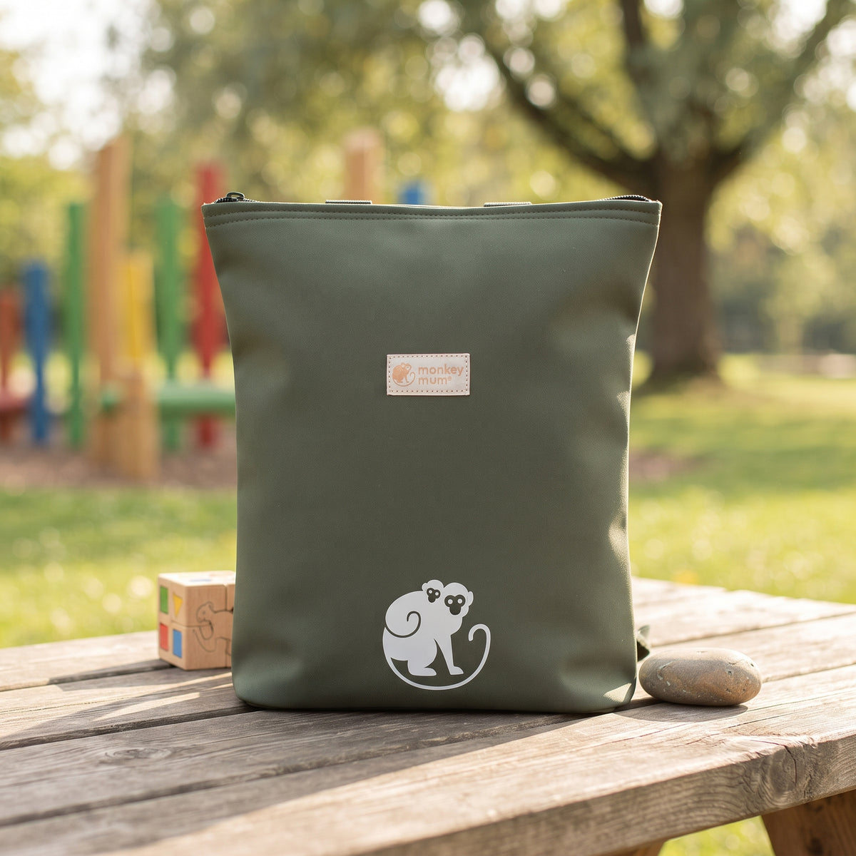 Mochila infantil softshell Monkey Mum®  - Verde-escuro