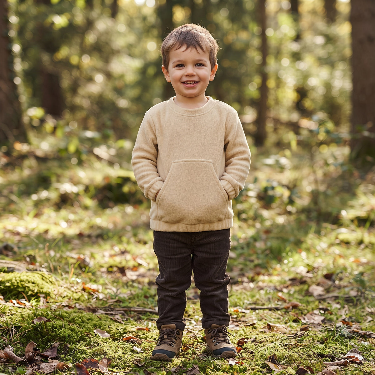 Sweatshirt de gola redonda em polar Monkey Mum® - Bege