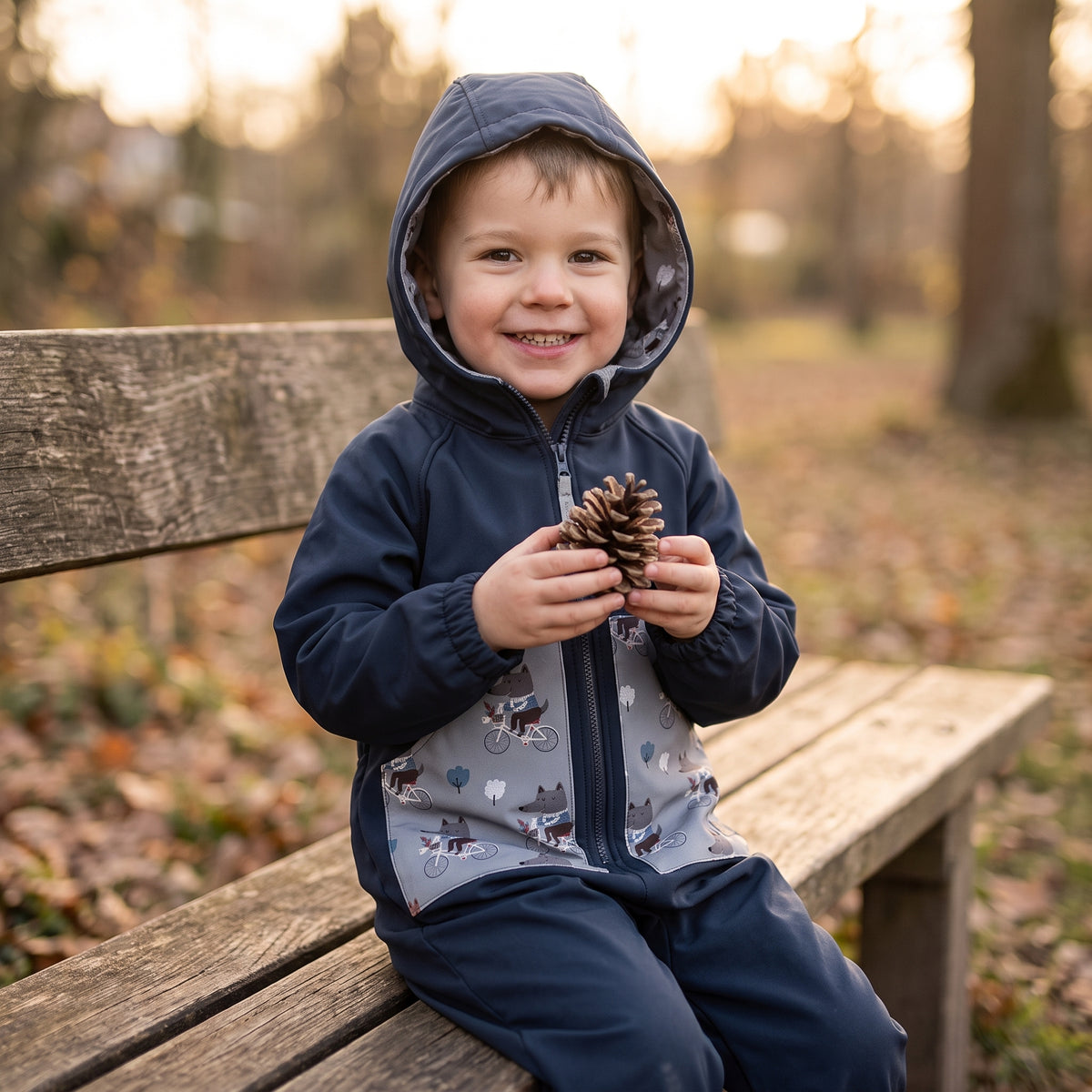 Monkey Mum® Fato-macaco em softshell com membrana – Passeio misterioso - tam. 98/104, 110/116