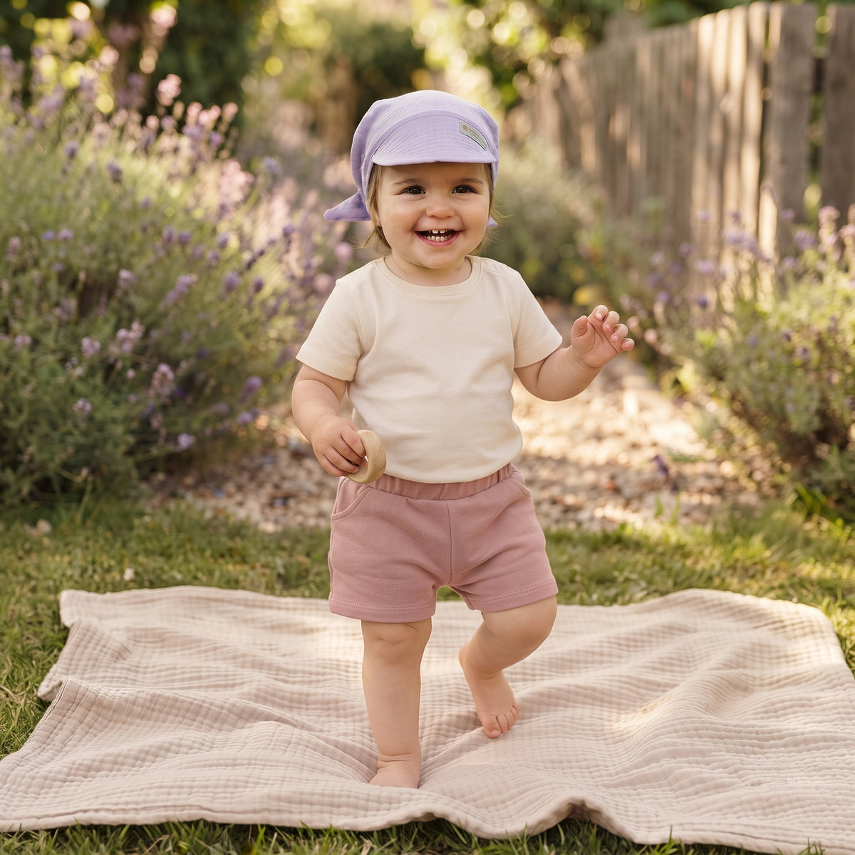 Lenço de musselina com pala Monkey Mum® - Violeta