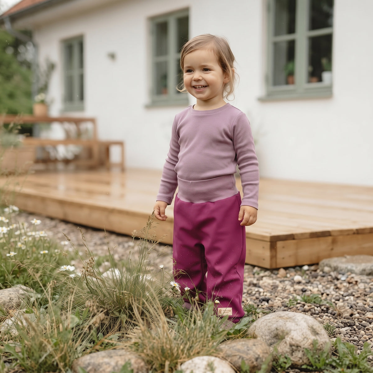 Calças softshell infantis ajustáveis com membrana Monkey Mum® - Framboesa sumarenta