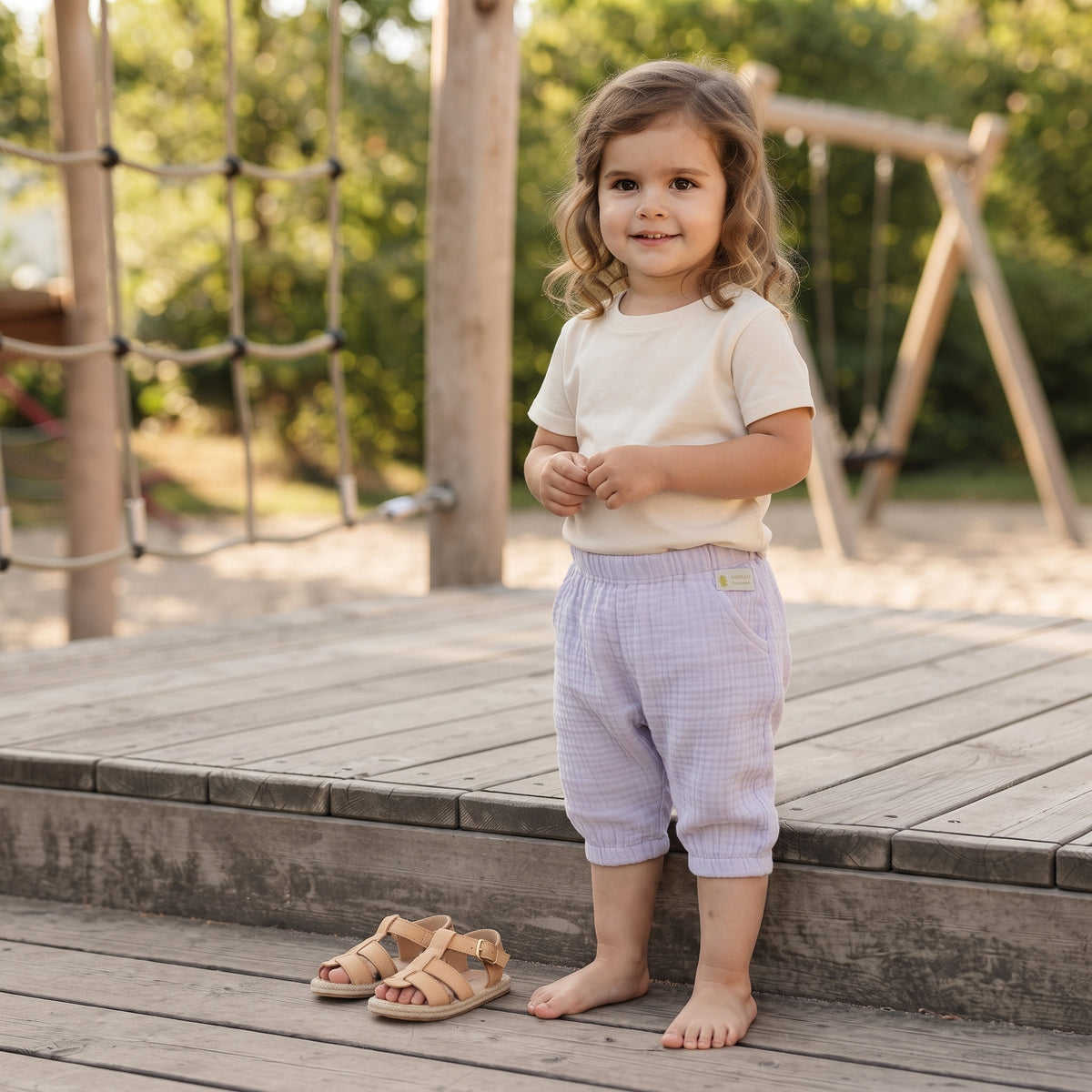 Calções de musselina Monkey Mum® - Violeta