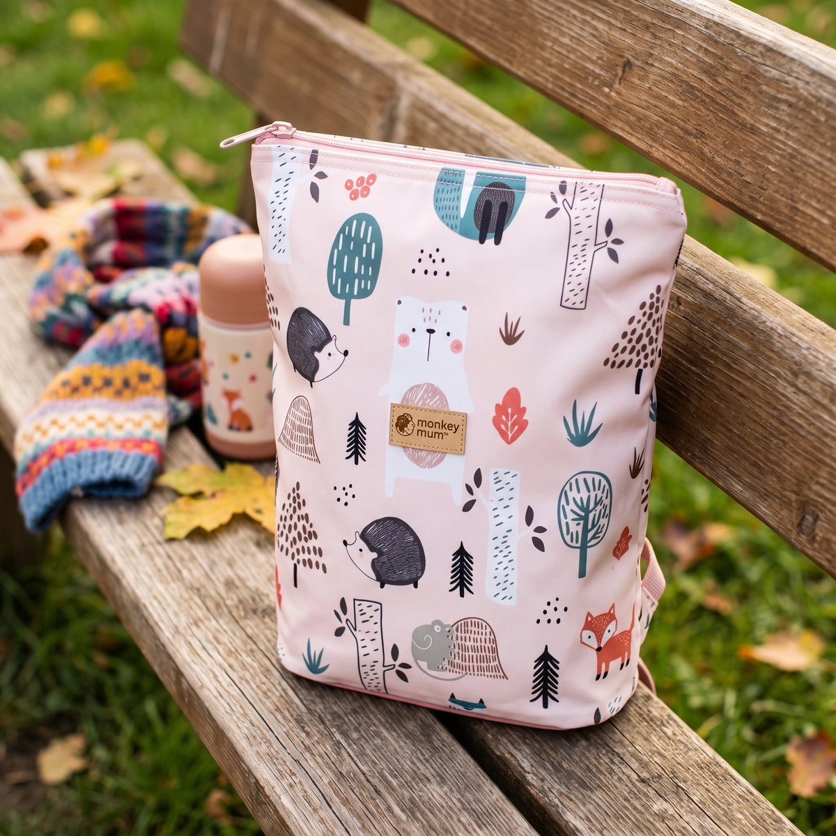 Mochila softshell infantil Monkey Mum® - Animais do dia