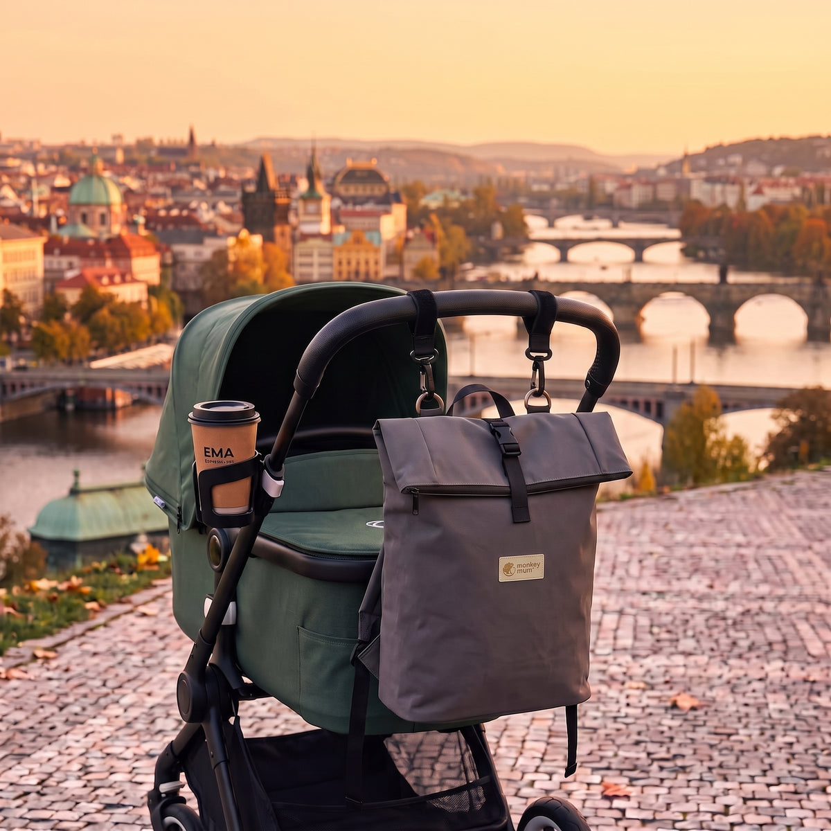 Monkey Mum® Mochila de softshell para carrinho de bebé – Viagem misteriosa
