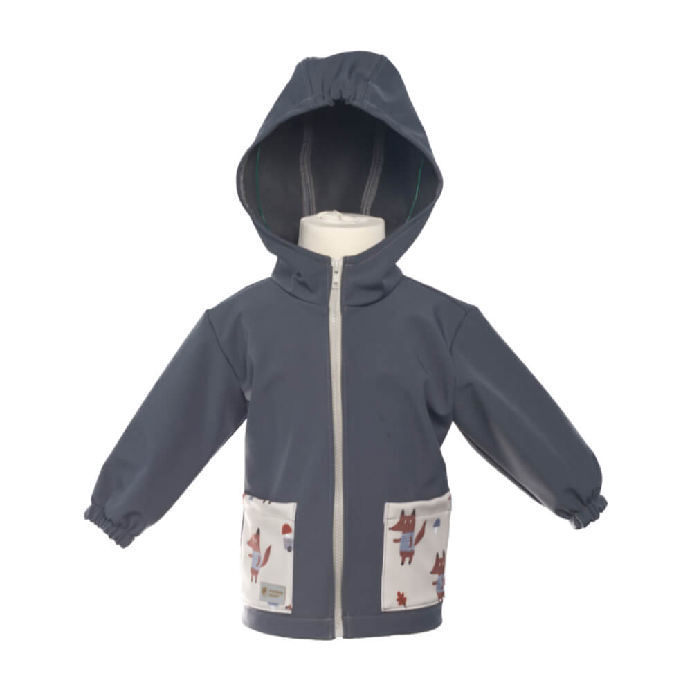 Casaco softshell infantil com membrana Monkey Mum® - Passeio misterioso com uma raposa