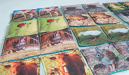 MyMoo Jogo de memória em tecido - 16 pares - Animais,  completo