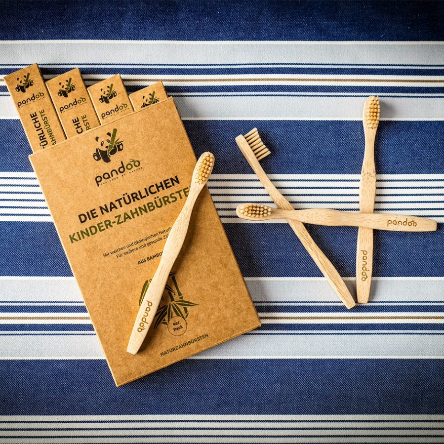 Escova de dentes de bambu para crianças Médio Suave - 4 unid.