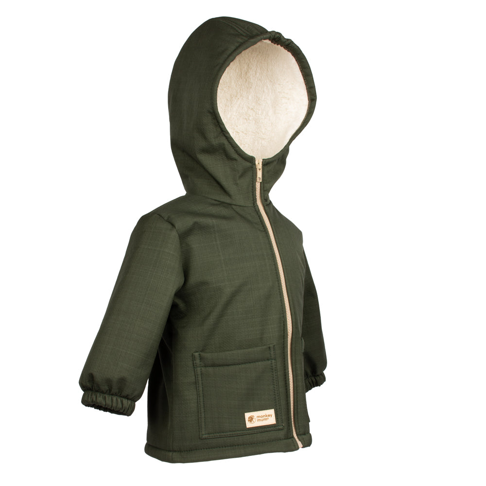 Casaco de softshell de inverno para criança com lã de carneiro Monkey Mum® - Caçador kaki