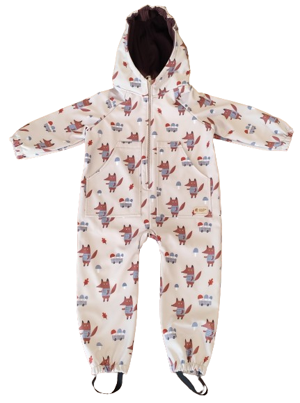 Monkey Mum® fato-macaco softshell com membrana – Raposas nos cogumelos - tam. 98/104, 110/116