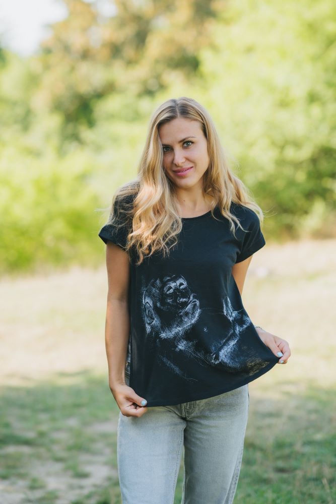 T-shirt de amamentação Monkey Mum® preta - macaquinho