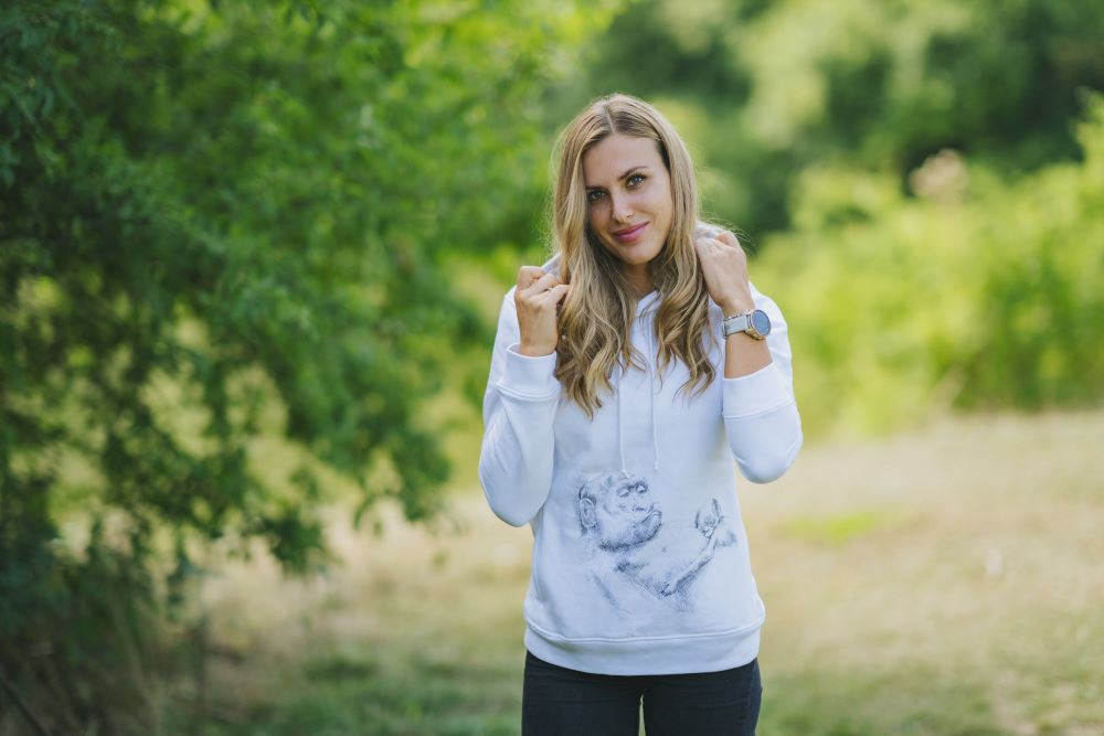 Sweatshirt de amamentação Monkey Mum® branca - macaquinho, 2.ª qualidade - tam. XL