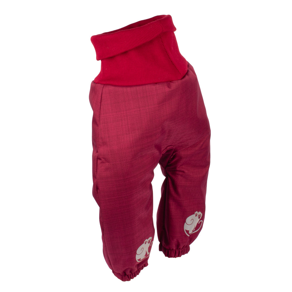 Calças de softshell de inverno de crescimento para criança com lã de carneiro Monkey Mum® - Capuchinho vermelho bordeaux