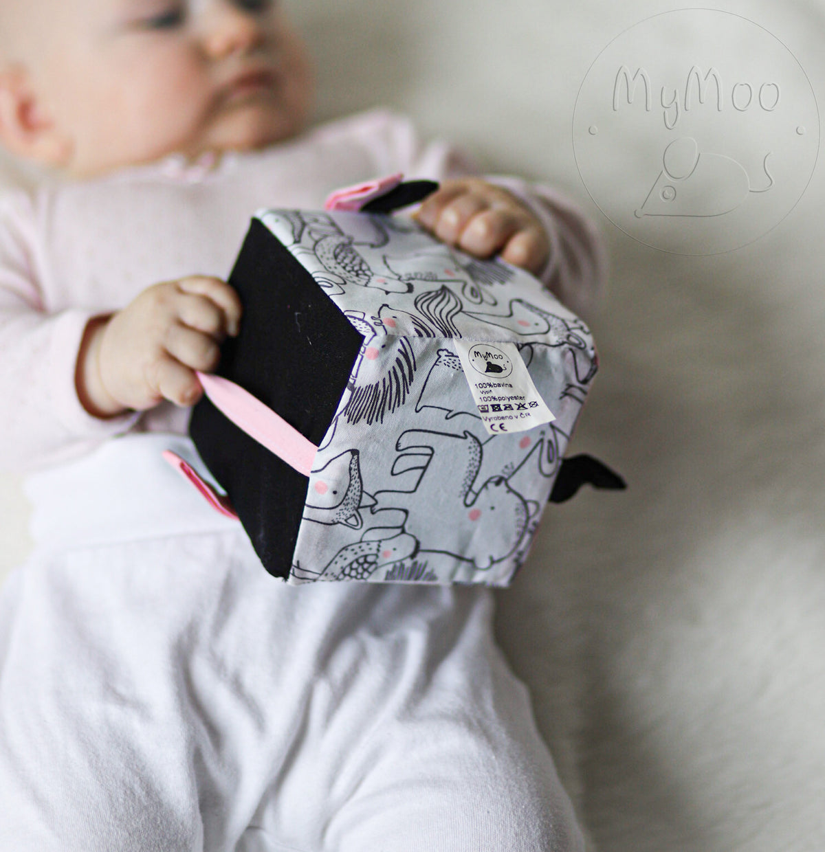 MyMoo Cubo Sensorial Busy cube - Animais da floresta/cor-de-rosa