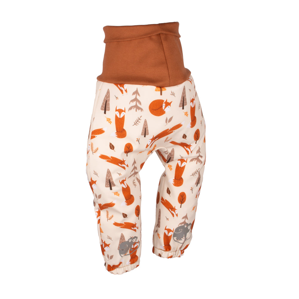 Calças softshell infantis ajustáveis com membrana Monkey Mum® - Travessuras da raposa