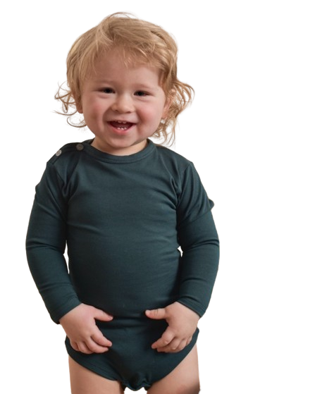 Body de bebé de manga comprida - verde garrafa - tamanho 62
