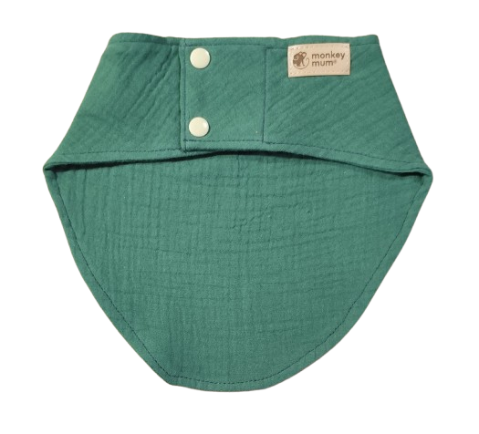 Babete de musselina Monkey Mum® - Verde escuro