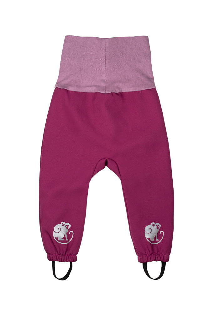 Calças softshell infantis ajustáveis com membrana Monkey Mum® - Framboesa sumarenta