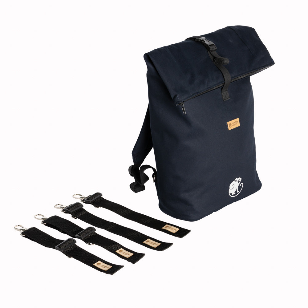 Monkey Mum® Mochila integrada em sarja para o porta-bebé Carrie - Escuridão prateada