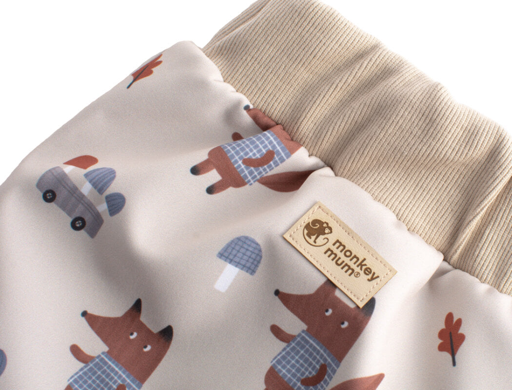 Calças de softshell para criança com membrana Monkey Mum® - Raposas nos cogumelos