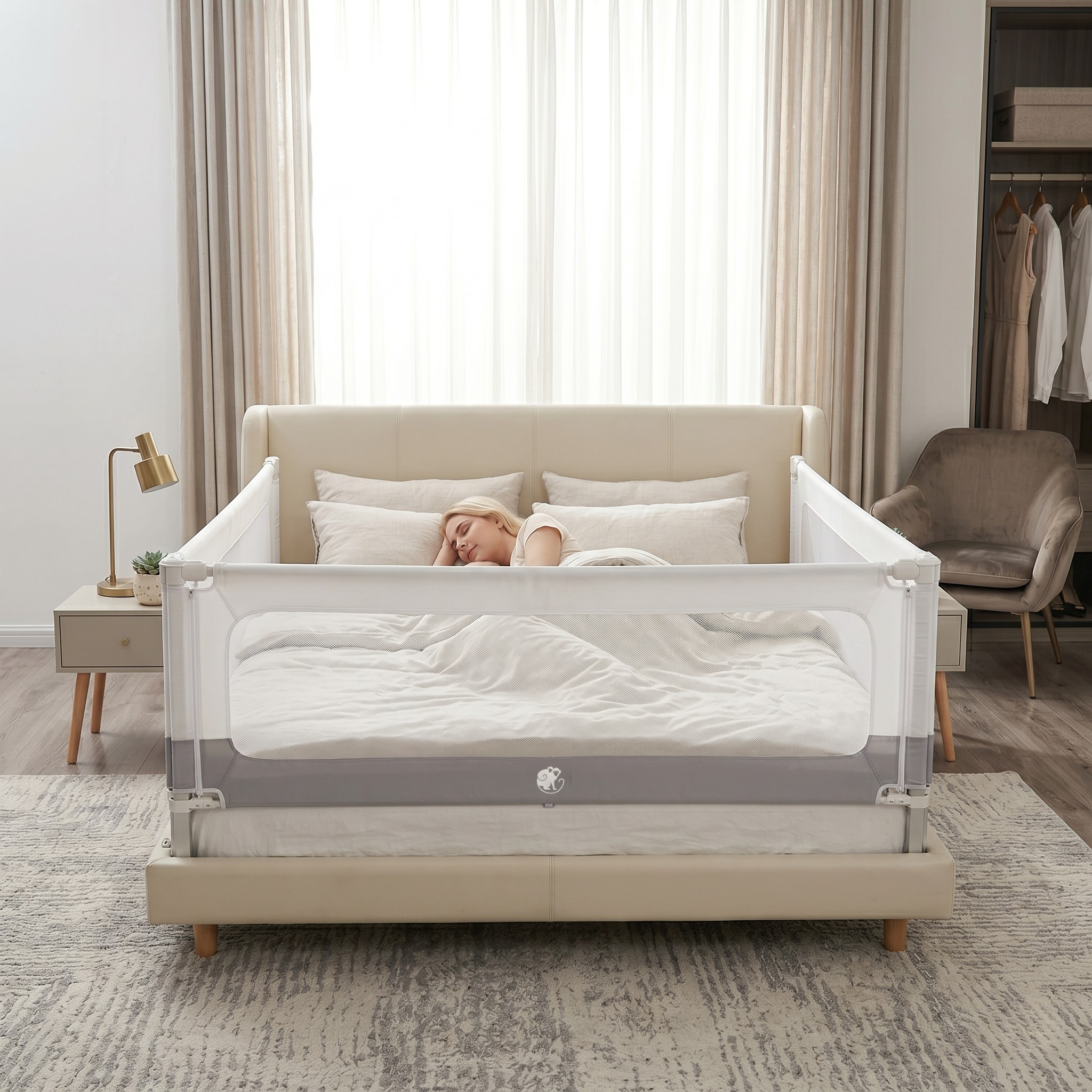 Barreira de cama e parque Monkey Mum® 2 em 1 Smart