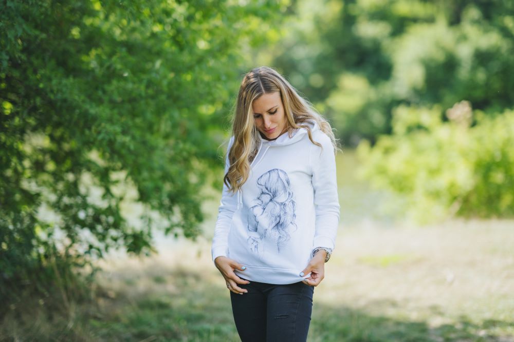 Sweatshirt de amamentação Monkey Mum® branca - mãe amorosa
