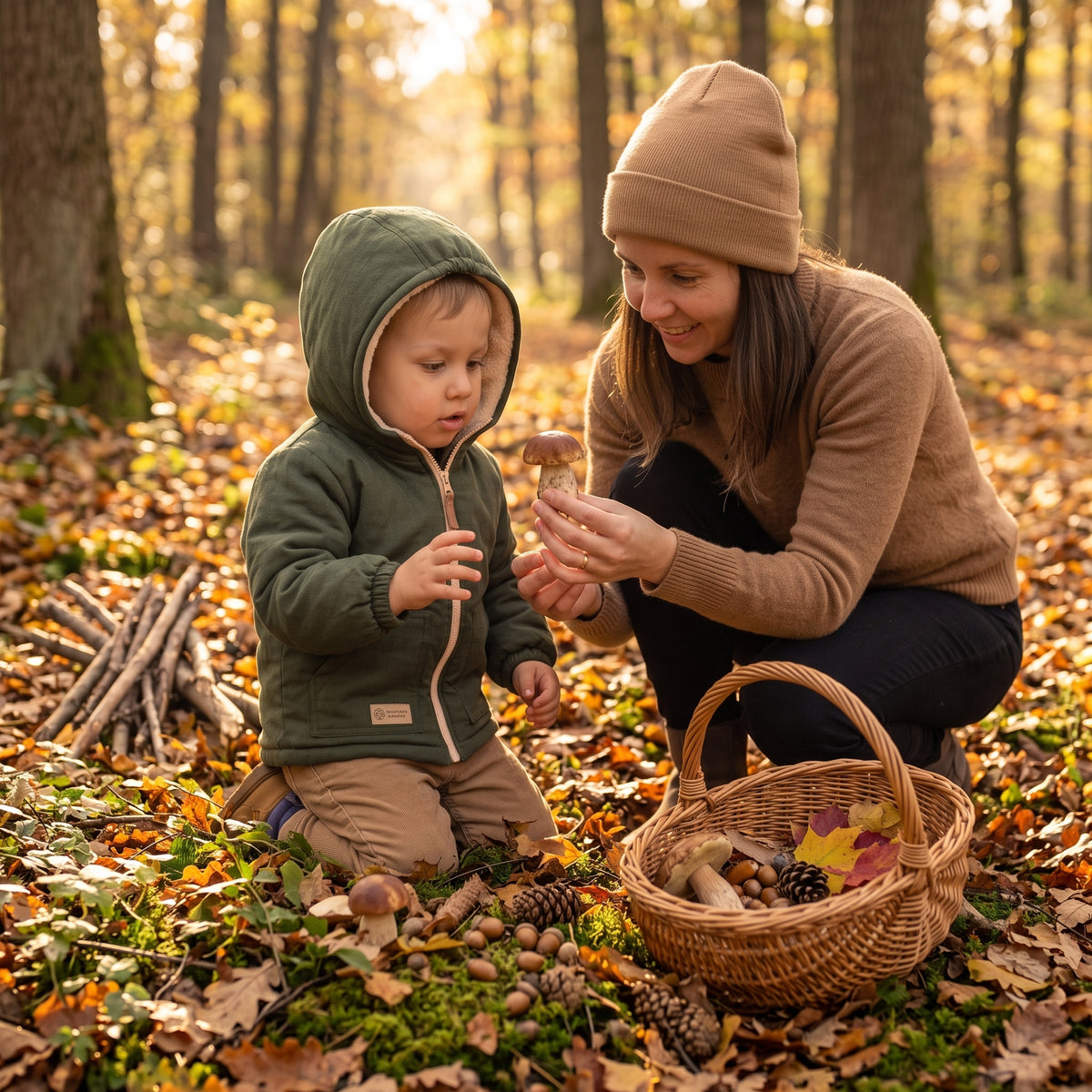 Casaco de softshell de inverno para criança com lã de carneiro Monkey Mum® - Caçador kaki