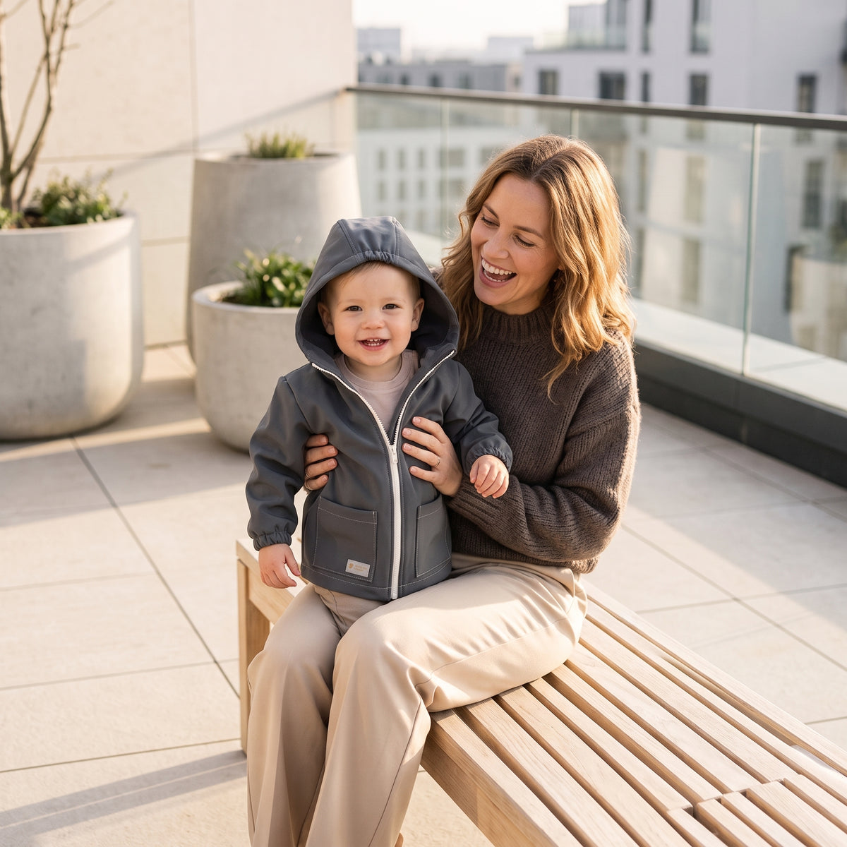 Casaco softshell infantil com membrana Monkey Mum® - Passeio misterioso