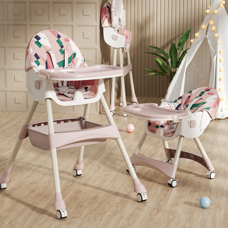 Cadeira de refeição infantil 2 em 1 Comfort - Rosa Ornamento - desembalada