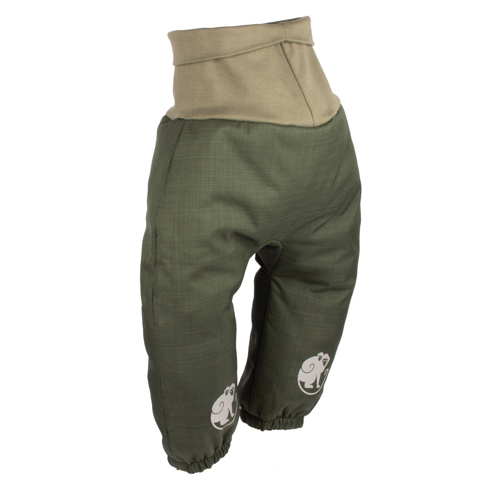 Calças de softshell de inverno de crescimento para criança com lã de carneiro Monkey Mum® - Caçador kaki