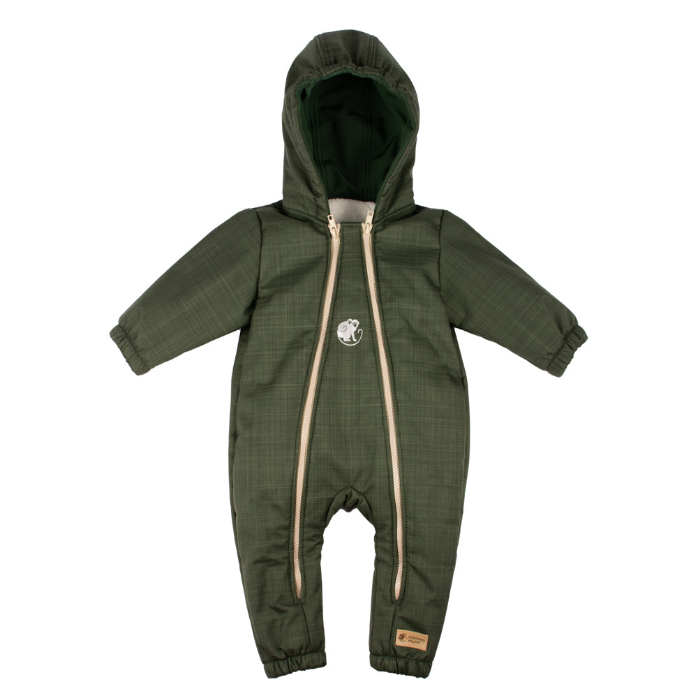 Monkey Mum® Macacão de inverno de softshell para criança com lã de carneiro - Caçador kaki - tam. 62/68, 74/80