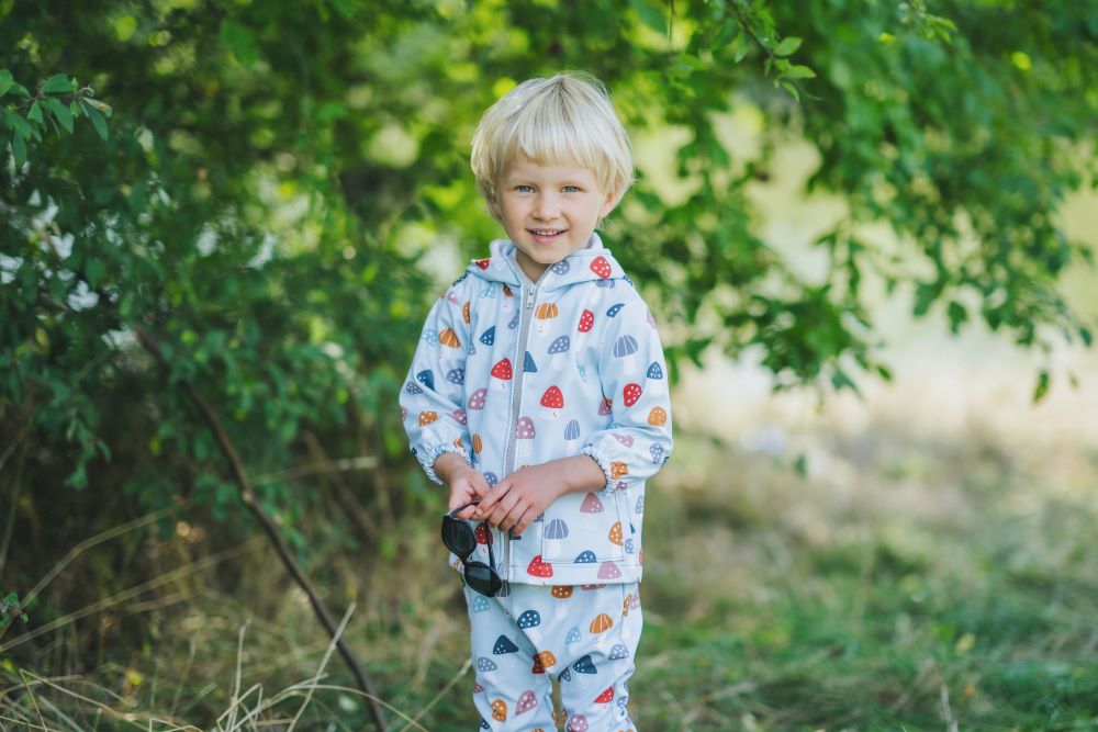 Casaco softshell infantil com membrana Monkey Mum® - Amanitas multicoloridas