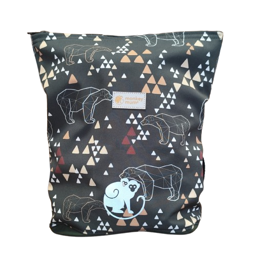 Mochila infantil softshell Monkey Mum®  -  Urso origami - Verde-escuro