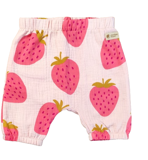 Calções de musselina Monkey Mum® - Morango