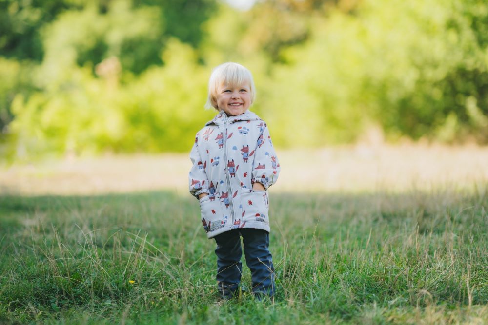 Casaco softshell infantil com membrana Monkey Mum® - Raposas nos cogumelos