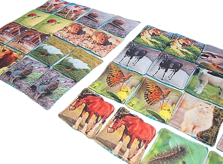 MyMoo Jogo de memória em tecido - 16 pares - Animais,  completo